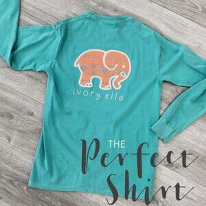 Ivory Ella Mint Green with Orange logo long sleeve shirt - S